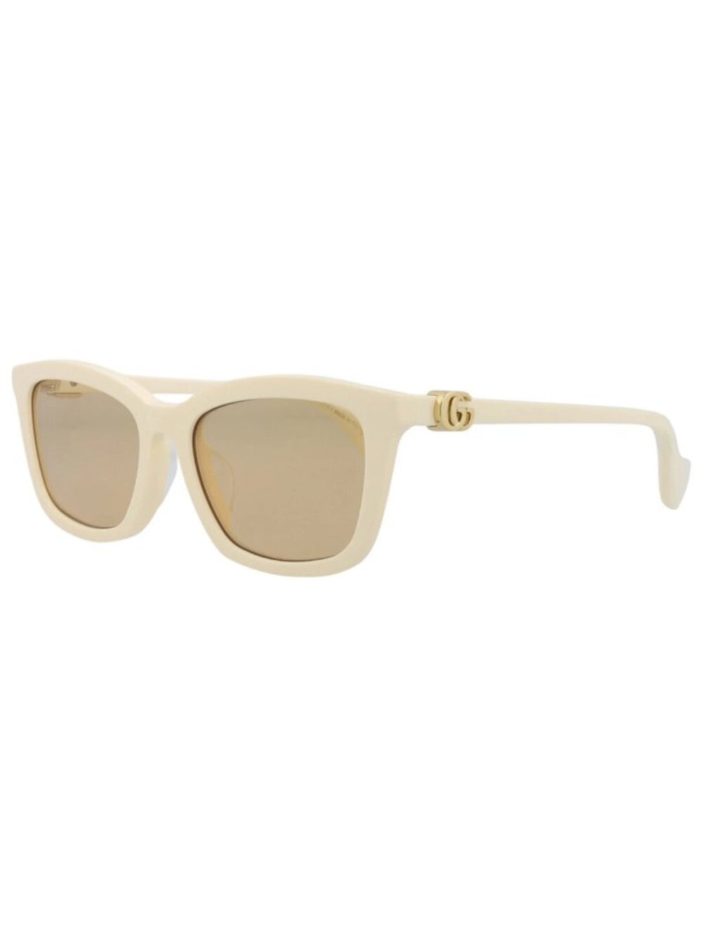 New Gucci Women's Sunglasses Square Rectangle Recycled Acetate Frame Ivory Ivory